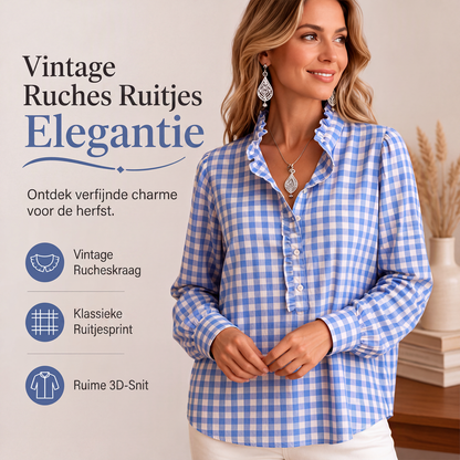 🔥 Bestseller ✨ Dames Geruite Ruffle Blouse – Charmant Design & Comfortabele Pasvorm 💕