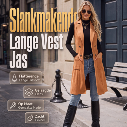 💎 Exclusieve Deal ✨ Dames Mouwloze Longline Blazer – Elegante Open Voorkant & Verfijnde Pasvorm 🤍
