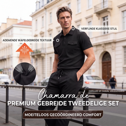 🔥 Nieuw & Trendy ✨ Heren Wafelgebreide Set – Korte Mouw Top & Broek met Comfortabele Casual Pasvorm 👕