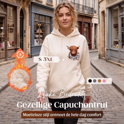 🔥 Tijdelijke Aanbieding ✨ Highland Cow Hoodie voor Dames & Heren – Warme Fleece Voering & Super Zacht Comfort 🐮