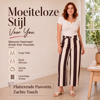 🔥 50% KORTING ✨ Dames Gestreepte Wijde Pijpen Broek – Comfortabele Pasvorm & Trendy Casual Look 💕