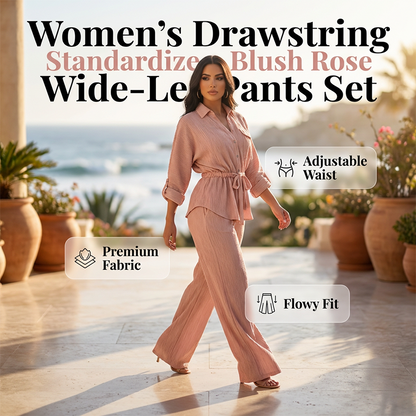 🔥 Nieuw Binnen – 50% KORTING ✨ Dames Tweedelige Set met Shirt en Wijde Pijpen Broek – Comfortabele Pasvorm & Trendy Casual Look 💕