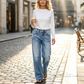 🔥 50% KORTING ⏰ Casual Damesjeans met Rechte Pijp – Ruimvallende Pasvorm & Comfortabele Everyday Look 👖
