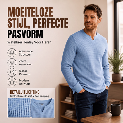 🏆 Bestseller ✨ Heren Slim Fit Wafelgebreid V-Hals Shirt 👕 Stijlvol, Ademend & Comfortabel voor Elke Dag