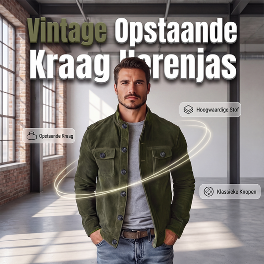 🏆 Bestseller ✨ Heren Vintage Ribcord Jas met Opstaande Kraag 🧥 Klassieke Look, Comfortabel & Tijdloos Design