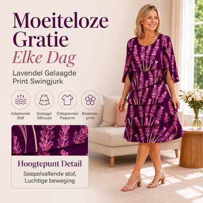 🌸 Nieuwe Collectie ✨ Dames Bloemenprint Jurk met Geplooide Lagen 👗 Vrouwelijke Uitstraling, Elegante Pasvorm & Luchtig Comfort