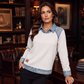 🌸 Nieuwe Collectie ✨ Dames Sweatshirt met Denim Patchwork 👕 Uniek Design, Comfortabele Fit & Trendy Casual Look