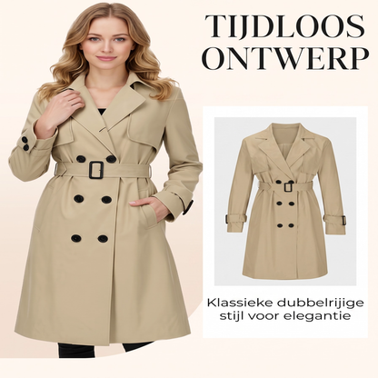 🔥 Tijdelijke Aanbieding ✨ Dames Casual Double-Breasted Trenchcoat 🧥 Elegante Look, Klassiek Design & Comfortabele Pasvorm