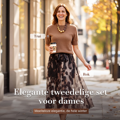 🔥 Nieuwe Collectie ✨ Dames Trui & Losvallende Luipaardrok Set 🐆 Trendy Print, Comfortabele Pasvorm & Modieuze Uitstraling