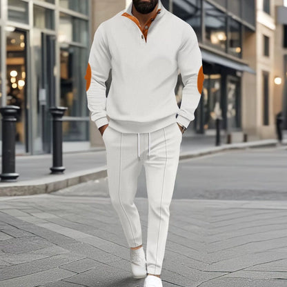 🔥 Tijdelijke Aanbieding ✨ Heren Gebreide Half-Zip Sweatshirt & Broek Set 👕👖 Comfortabele Pasvorm, Moderne Look & Casual Stijl
