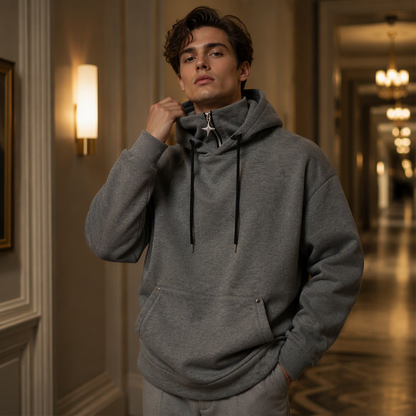 🔥 Tijdelijke Aanbieding ✨ Heren Casual Hoodie met Hoge Kraag 👕 Losse Pasvorm, Warm Comfort & Moderne Streetstyle Look