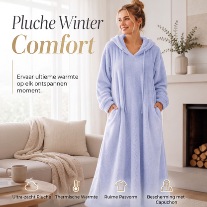🔥 Tijdelijke Aanbieding ✨ Dames Pluche Loungejurk met Capuchon 🧸 Zacht Warm Comfort, Gezellige Pasvorm & Casual Chic Stijl