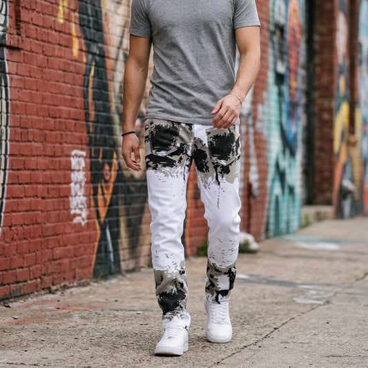 🔥 Tijdelijke Aanbieding ✨ Heren Camouflage Slim-Fit Jeans 👖 Trendy Design, Comfortabele Pasvorm & Stoere Streetwear Look