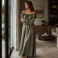🌸 Zomerse Favoriet ✨ Dames Off-Shoulder Maxi Jurk 👗 Elegante Uitstraling, Comfortabele Pasvorm & Vrouwelijke Stijl