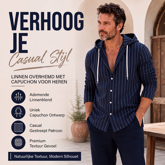 🔥 Stijlvolle Deal ✨ Heren Gestreept Overhemd met Capuchon 👔 Casual Design, Comfortabele Pasvorm & Moderne Look