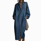 ✨ Casual Favoriet ✨ Dames Losvallende Denim Overhemdjurk 👗 Comfortabele Pasvorm, Tijdloze Denim Look & Moeiteloze Stijl