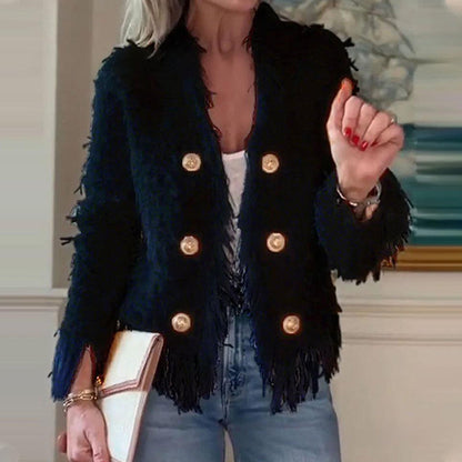 ✨ Parisian Chic Stijl ✨ Dames Kort Jasje met Knopen & Kwastjes 🧥 Elegante Uitstraling, Klassieke Details & Luxe Look