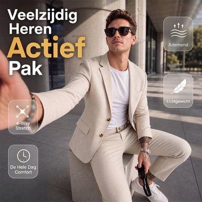 ✨ Zakelijke Elegantie ✨ Heren Stretch Zakencostuum 🤵 Comfortabele Pasvorm, Flexibele Stof & Moderne Uitstraling