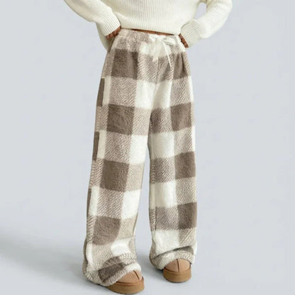 ✨ Retro Trend ✨ Dames Geruite Rechte Broek 👖 Warme Dikke Stof, Comfortabele Pasvorm & Klassieke Elegantie