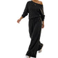 🔥 Gratis Verzending ✈️ Dames Off-Shoulder Set met Wijde Pijpen 👚 Elegante Look, Comfortabele Pasvorm & Veelzijdige Stijl