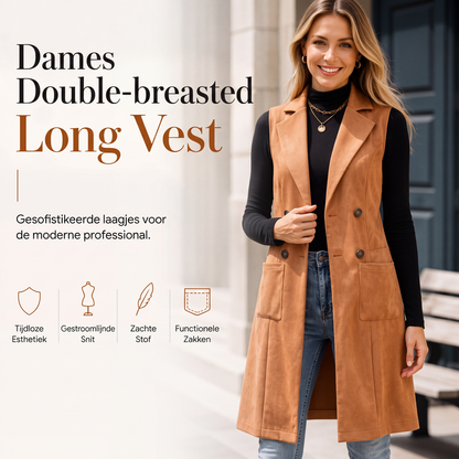 🔥 Gratis Verzending ✈️ Dames Lang Gilet met Knopen & Zakken 🧥 Elegante Laagjeslook, Comfortabele Pasvorm & Tijdloze Stijl