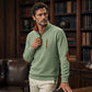 Heren sweatshirt van corduroy met kleurboek en halve rits