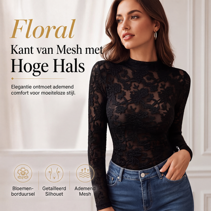 Elegant kanten overhemd met lange mouwen voor dames