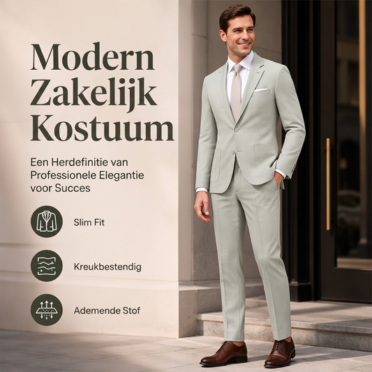 🔥 Gratis Verzending ✨ Heren Slim Fit 2-Delig Kostuum 🤵 Elegante Pasvorm, Moderne Uitstraling & Comfortabele Zakelijke Stijl