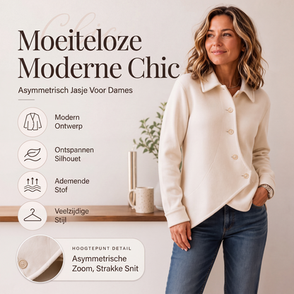✨ Nieuwe Collectie 🌿 Dames Diagonaal Overhemdjack 🧥 Unieke Asymmetrische Snit, Comfortabele Pasvorm & Moderne Stijl
