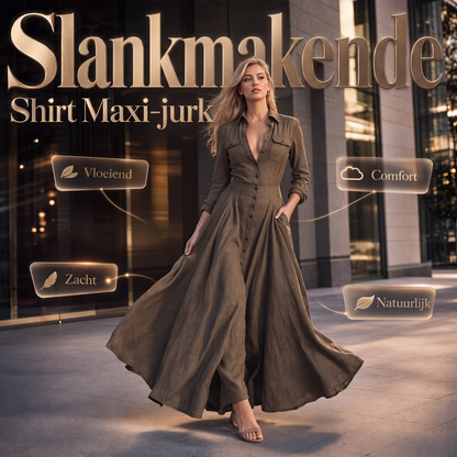 ✨ Nieuwe Collectie 🌸 Dames Maxi Jurk met Revers & Knoopsluiting 👗 Elegante Pasvorm, Tijdloze Stijl & Comfortabele Look