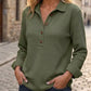 ✨ Nieuwe Collectie 🌿 Dames Wafelgebreid Henley Shirt met Lange Mouwen 👚 Zachte Textuur, Comfortabele Pasvorm & Tijdloze Casual Look