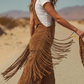 🔥 50% KORTING ✨ Retro Suède Fringe Tuinbroek Dames 🤎 Western Look, Uniek Design & Comfortabele Pasvorm