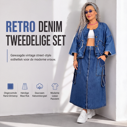 🔥 50% KORTING ✨ Corrigerende Denim Maxi Jurk 👗 Flatterende Pasvorm, Comfortabele Stretch & Elegante Denimstijl