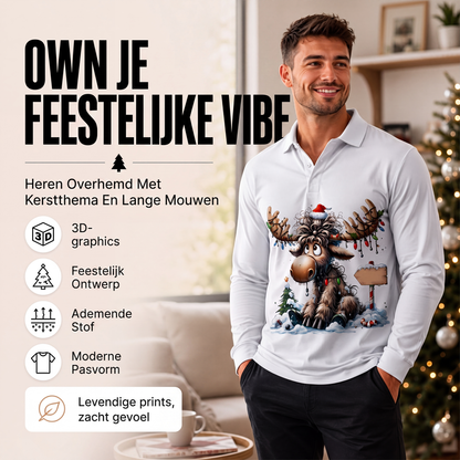 🦌 50% KORTING ✨ Heren Shirt met Lange Mouwen & Elandprint 👔 Uniek Design, Comfortabele Pasvorm & Casual Elegante Look