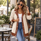 ❄️ 50% KORTING ✨ Dames Gewatteerde Jas met Revers & Pluche Patchwork 🧥 Zachte Warmte, Trendy Design & Comfortabele Winterlook