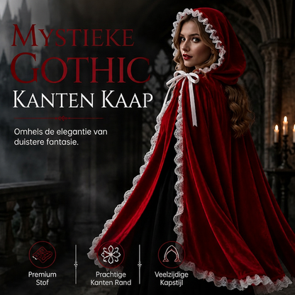 ✨ Nieuw binnen 🖤 Dames Dramatische Kanten Cape met Capuchon ✨ Elegante Statement Look, Uniek Design & Sfeervolle Uitstraling