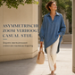✨ 50% KORTING 💙 Dames Denim-Look Trui met V-Hals – Losse Pasvorm, Vleermuismouwen & Asymmetrische Zoom