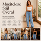 Dames stretch wide-leg jeans met ruwe zoom