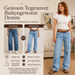Dames stretch wide-leg jeans met ruwe zoom