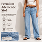 Dames stretch wide-leg jeans met ruwe zoom