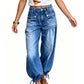 ✨ Nieuw binnen 👖 Dames Hoge Taille Ballonjeans – Trendy Pasvorm met Verstelbare Manchetten 💫