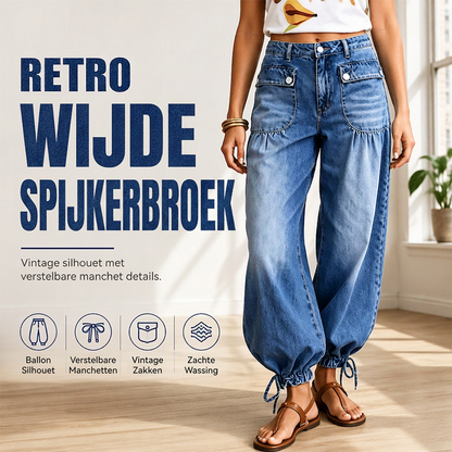 ✨ Nieuw binnen 👖 Dames Hoge Taille Ballonjeans – Trendy Pasvorm met Verstelbare Manchetten 💫