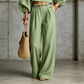 ✨ Nieuwe Trend 💃 Dames Casual Croptop & Wijde Broek Set – Comfortabele Pasvorm & Moderne Look 🤎