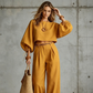 ✨ Nieuwe Trend 💃 Dames Casual Croptop & Wijde Broek Set – Comfortabele Pasvorm & Moderne Look 🤎