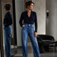 ✨ Nieuwe Denim Favoriet 👖 Dames Hoge Taille Wijde Pijpen Jeans – Elegante Look & Comfortabele Pasvorm 💙