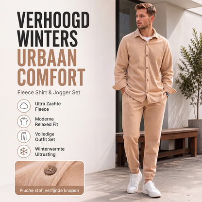 🔥 Tijdelijke Korting ✨ Heren Warme Loungeset met Overhemd & Broek – Zacht Comfort voor Ontspannen Dagen 🛋️