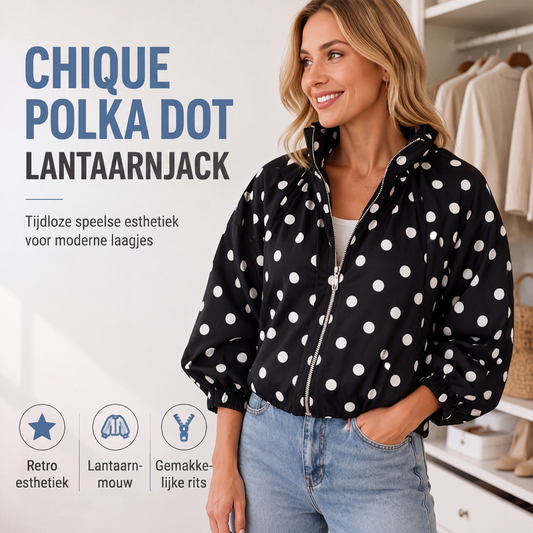✨ Speciale Aanbieding – Dames Casual Jack met Stippen & Rits, Trendy Lichtgewicht Jas met Speelse Look 🤍