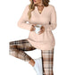 💎 Exclusieve Deal ✨ Dames Gebreide Top & Geruite Legging Set – Trendy 2-Delige Outfit met Comfortabele Pasvorm 👗