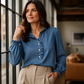 ✨ Nieuw & Trendy 👚 Dames Spijkerblouse – Ruches Kraag & Pofmouwen voor een Vrouwelijke Look