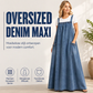 💙 Nieuwe Look ✨ Dames Denim Maxi-Jurk met Bretels – Oversized Pasvorm voor een Casual & Trendy Stijl 👗